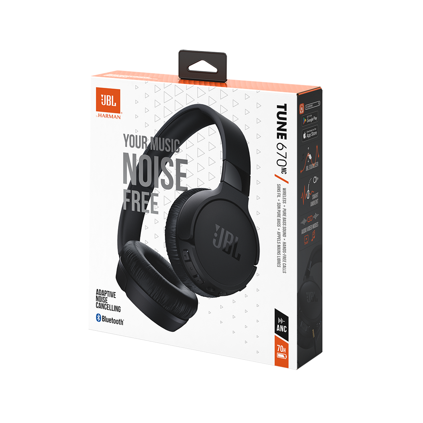 JBL Tune 670NC - Black - Adaptive Noise Cancelling Wireless On-Ear Headphones - Detailshot 10